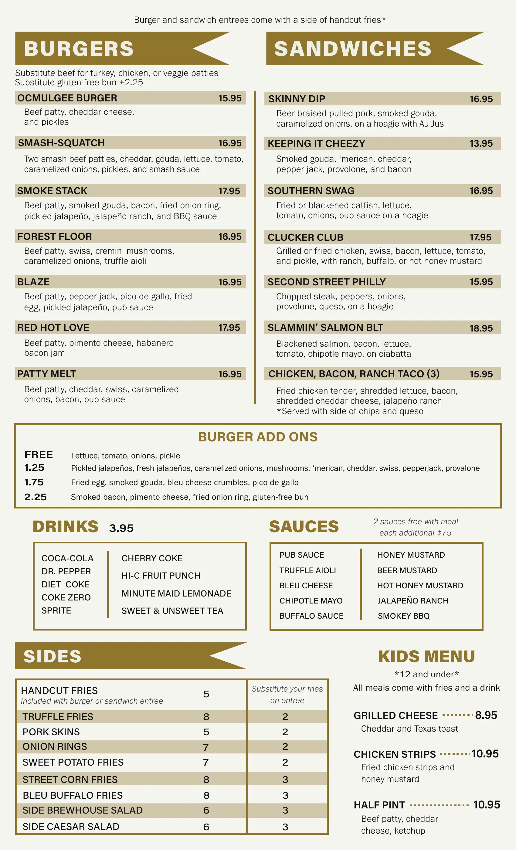 Ocmulgee Brewpub menu page 2