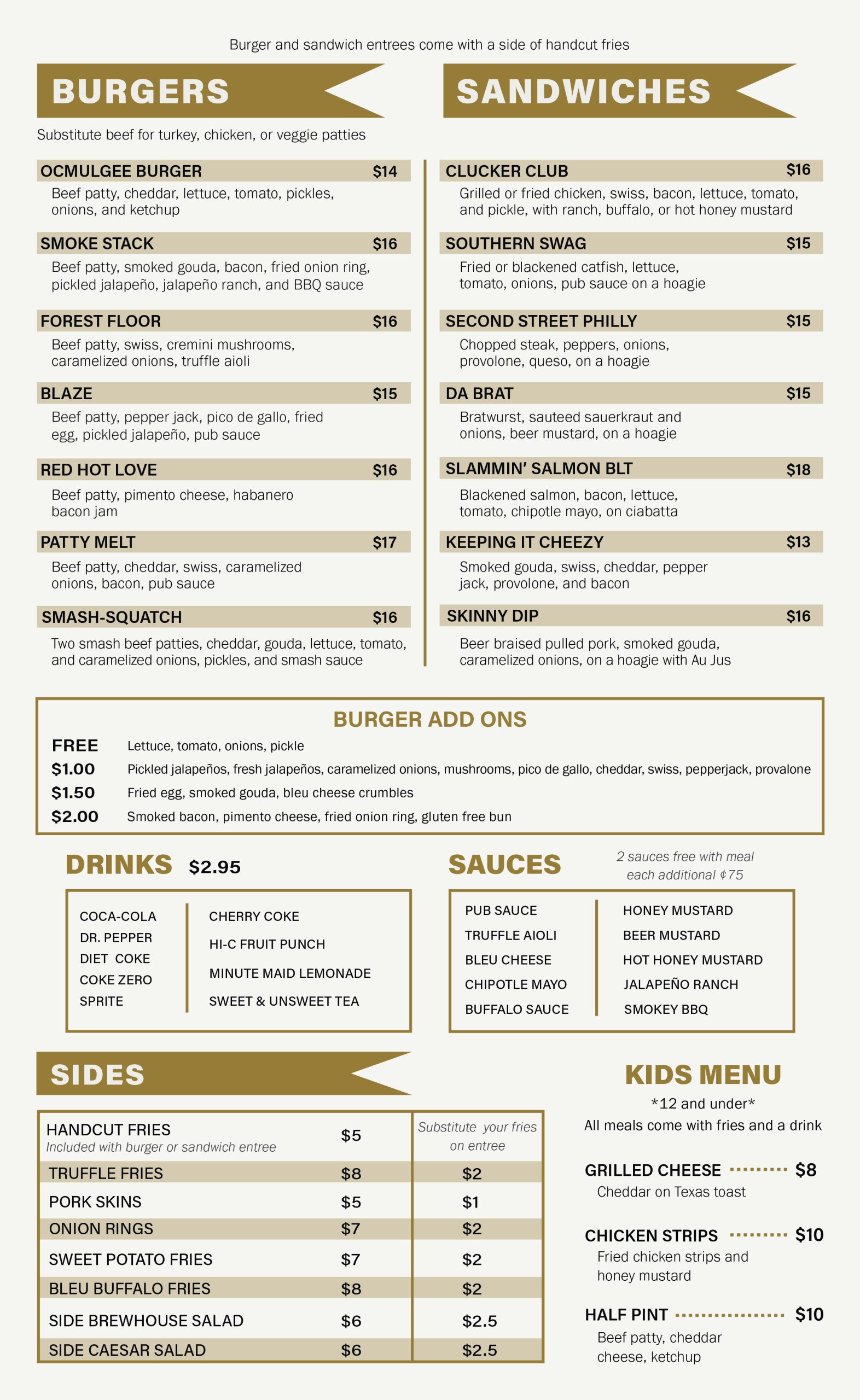 Ocmulgee Brewpub menu page 2